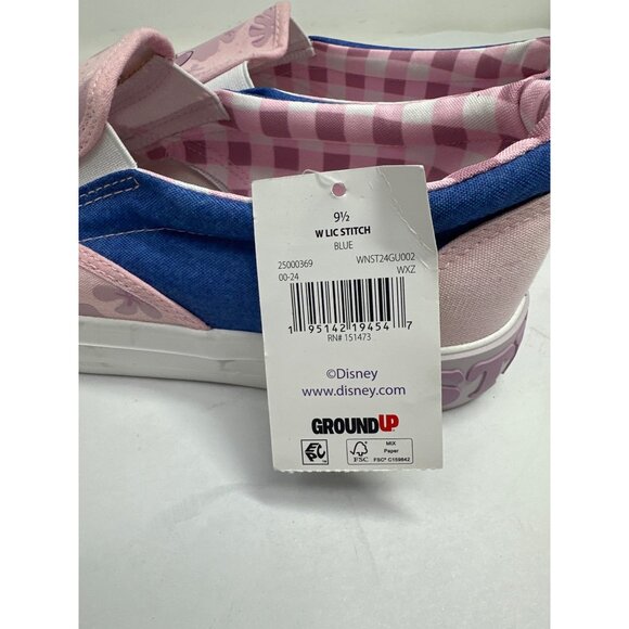 Disney Lilo & Stitch 9.5W Slip-On Canvas Sneakers Pink Blue Gingham Shoes New - Picture 4 of 7